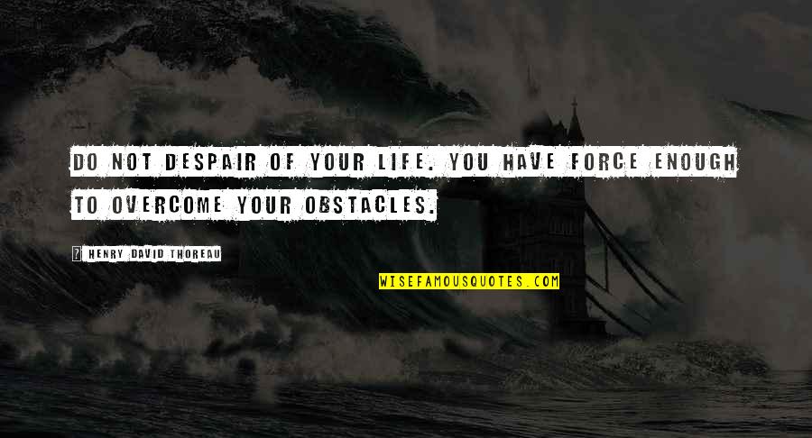 Best Overcoming Obstacles Quotes By Henry David Thoreau: Do not despair of your life. You have