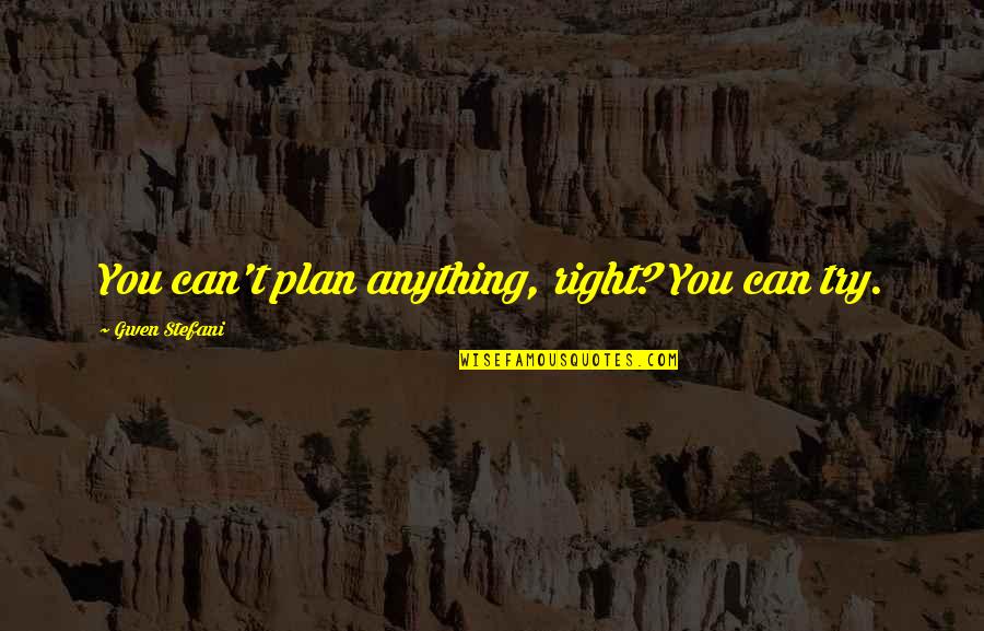 Best Paris Geller Quotes By Gwen Stefani: You can't plan anything, right? You can try. Best Paris Geller Quotes By Gwen Stefani: You can't plan anything, right? You can try.