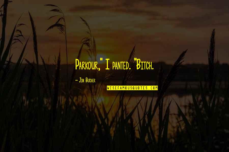 Best Parkour Quotes By Jim Butcher: Parkour," I panted. "Bitch.