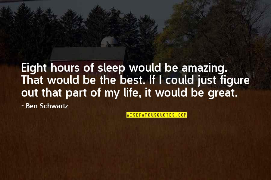 Best Part Of My Life Quotes By Ben Schwartz: Eight hours of sleep would be amazing. That