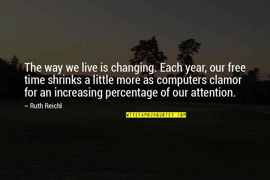 Best Percentage Quotes By Ruth Reichl: The way we live is changing. Each year,
