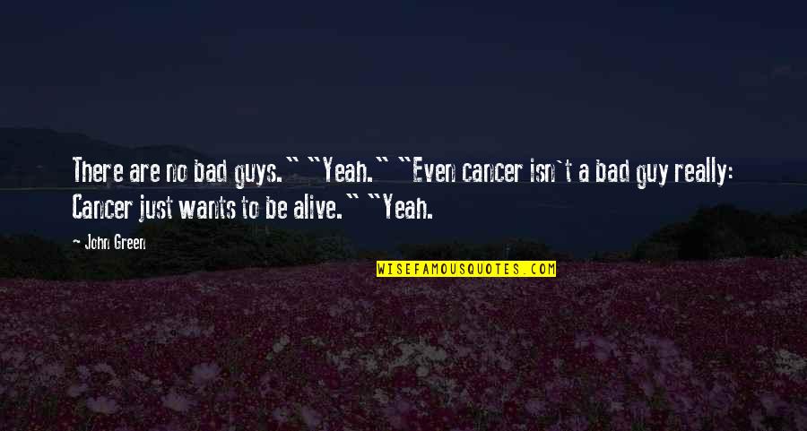Best Peregrin Quotes By John Green: There are no bad guys." "Yeah." "Even cancer