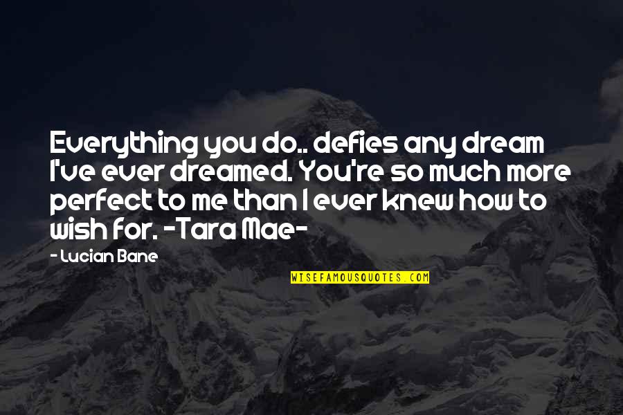Best Perfect Relationship Quotes By Lucian Bane: Everything you do.. defies any dream I've ever