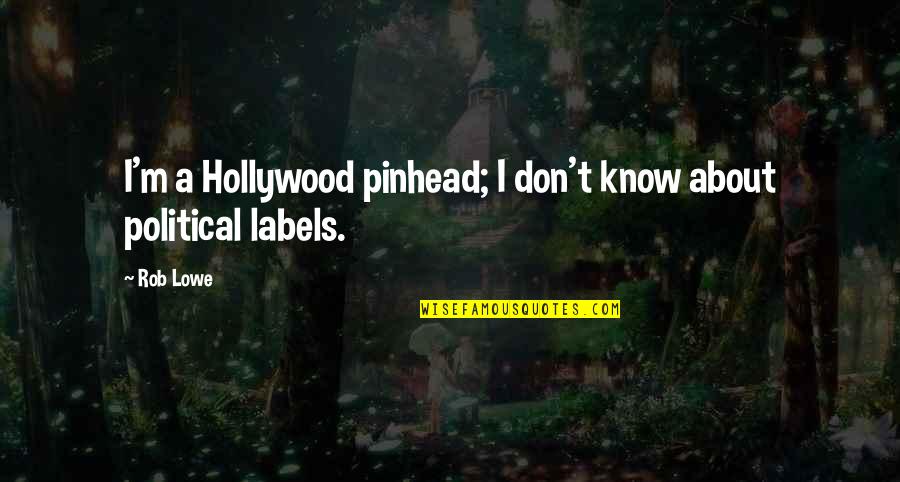 Best Pinhead Quotes By Rob Lowe: I'm a Hollywood pinhead; I don't know about