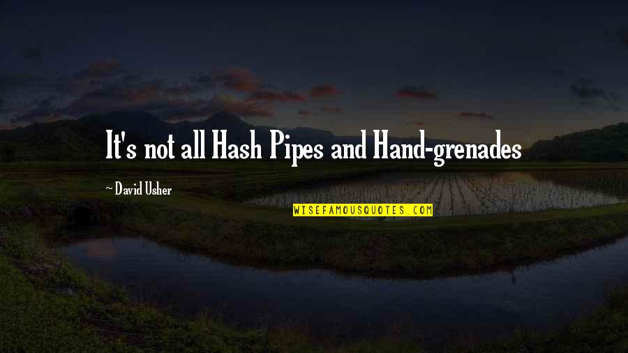 Best Pipes Quotes By David Usher: It's not all Hash Pipes and Hand-grenades