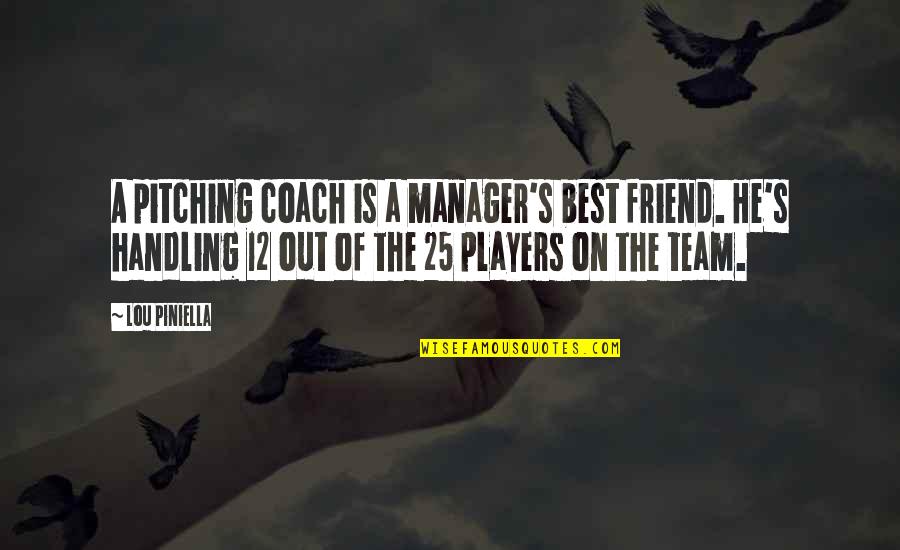 Best Pitching Quotes By Lou Piniella: A pitching coach is a manager's best friend.