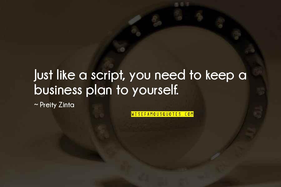 Best Plan B Quotes By Preity Zinta: Just like a script, you need to keep