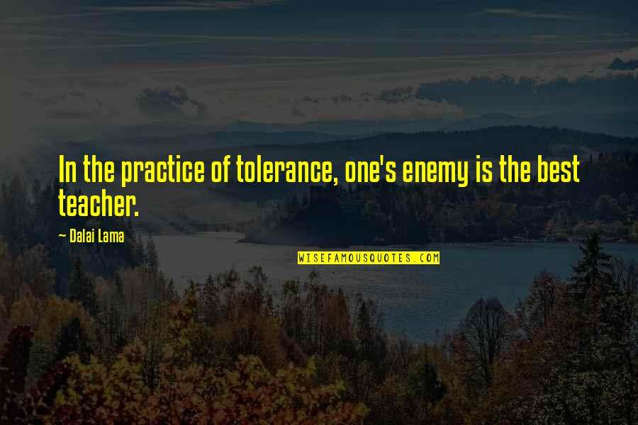 Best Practice Quotes By Dalai Lama: In the practice of tolerance, one's enemy is