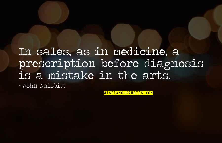 Best Prescription Quotes By John Naisbitt: In sales, as in medicine, a prescription before
