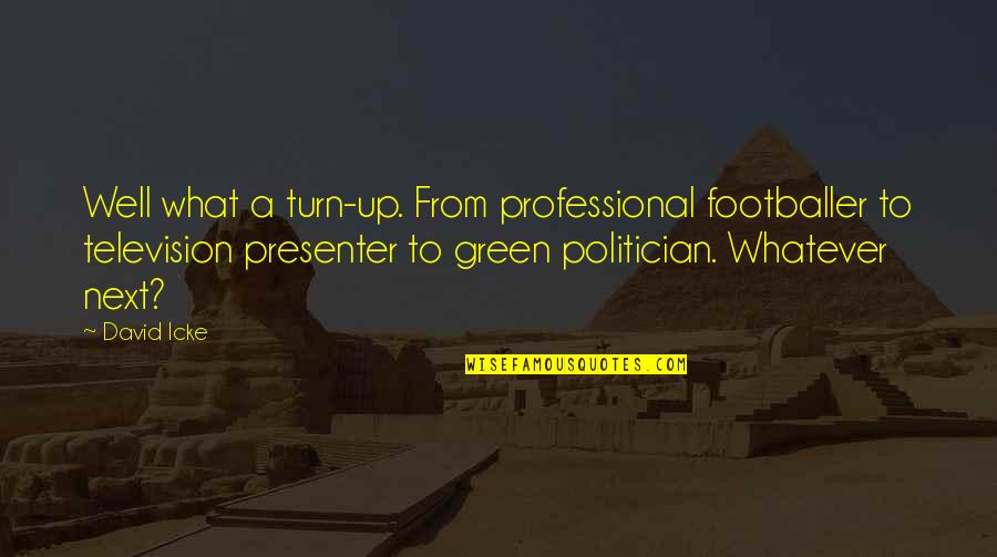 Best Presenter Quotes By David Icke: Well what a turn-up. From professional footballer to