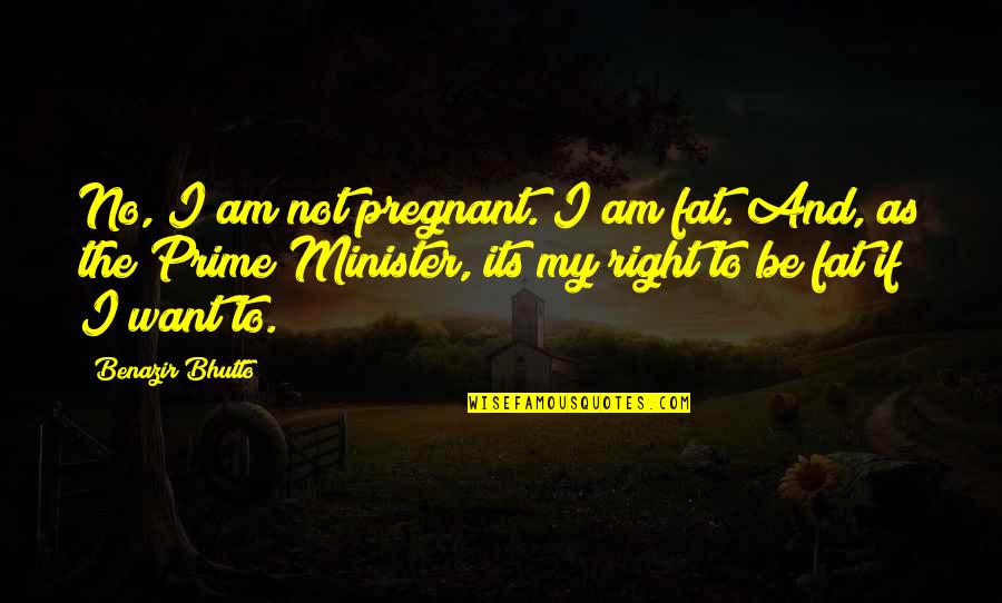 Best Prime Minister Quotes By Benazir Bhutto: No, I am not pregnant. I am fat.