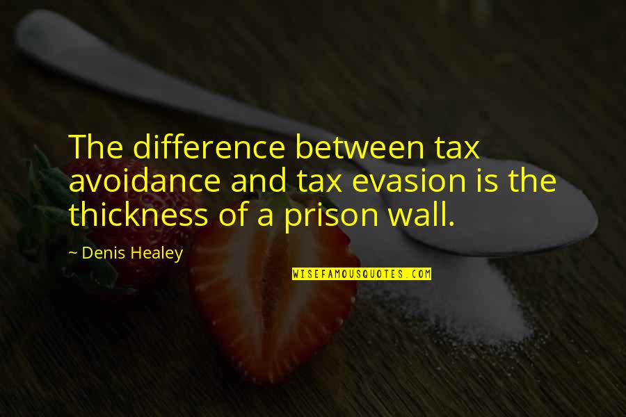 Best Prison Quotes By Denis Healey: The difference between tax avoidance and tax evasion