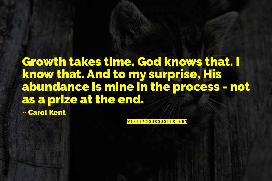 Best Prize Quotes By Carol Kent: Growth takes time. God knows that. I know