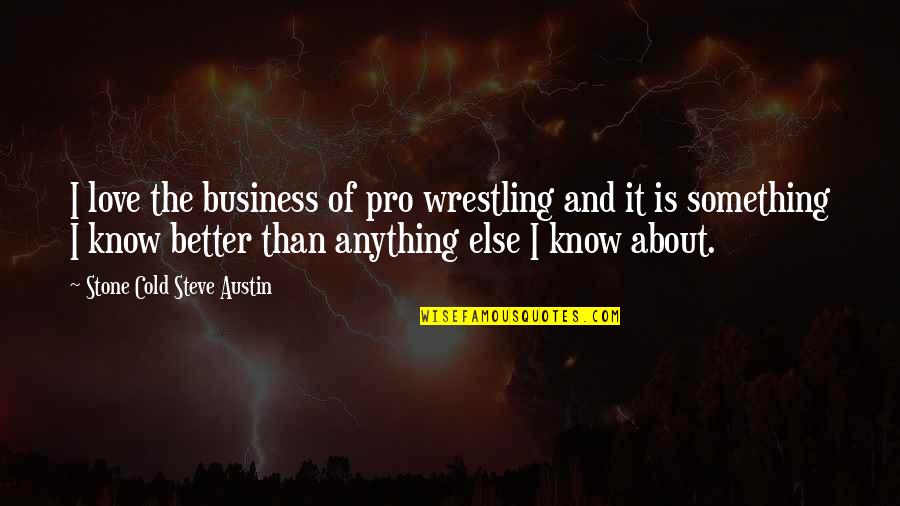 Best Pro Wrestling Quotes By Stone Cold Steve Austin: I love the business of pro wrestling and