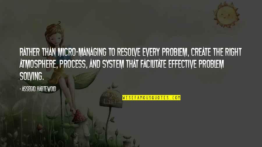 Best Problem Solving Quotes By Assegid Habtewold: Rather than micro-managing to resolve every problem, create