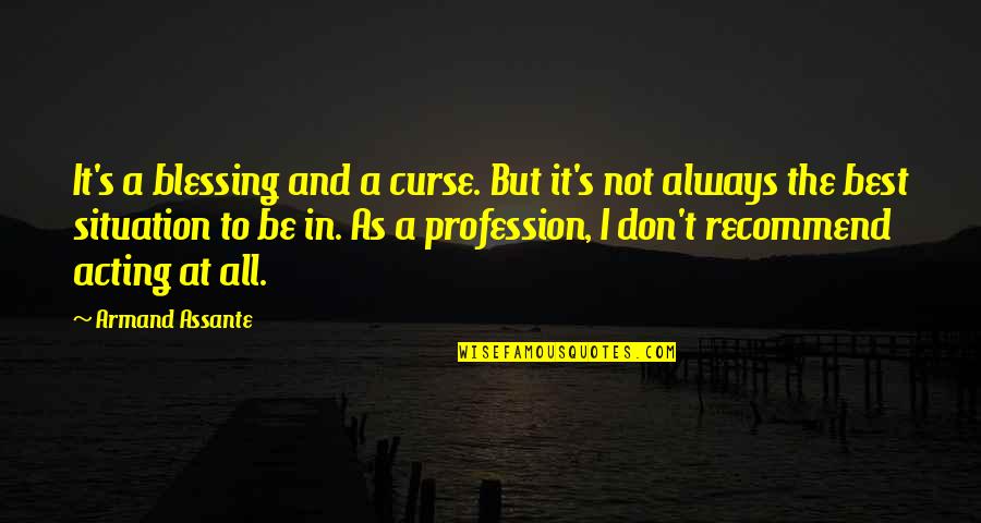 Best Profession Quotes By Armand Assante: It's a blessing and a curse. But it's