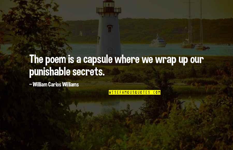 Best Punishable Quotes By William Carlos Williams: The poem is a capsule where we wrap