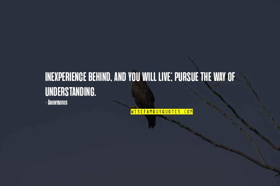 Best Pursue Quotes By Anonymous: inexperience behind, and you will live; pursue the