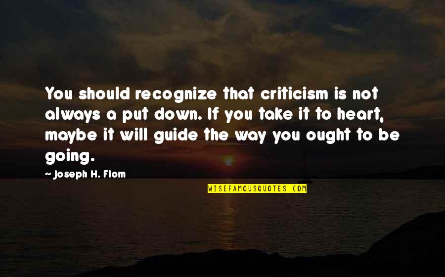 Best Put Down Quotes By Joseph H. Flom: You should recognize that criticism is not always