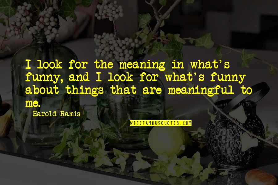 Best Ramis Quotes By Harold Ramis: I look for the meaning in what's funny,
