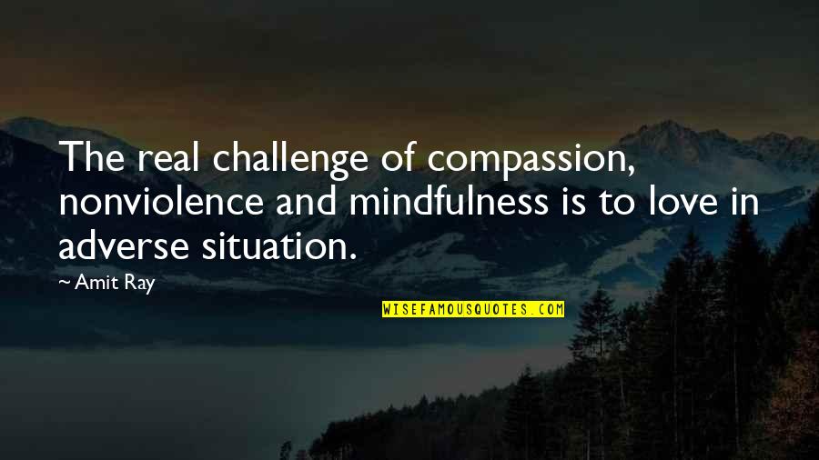 Best Real World Quotes By Amit Ray: The real challenge of compassion, nonviolence and mindfulness