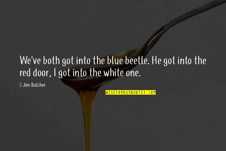 Best Red Vs Blue Quotes By Jim Butcher: We've both got into the blue beetle. He