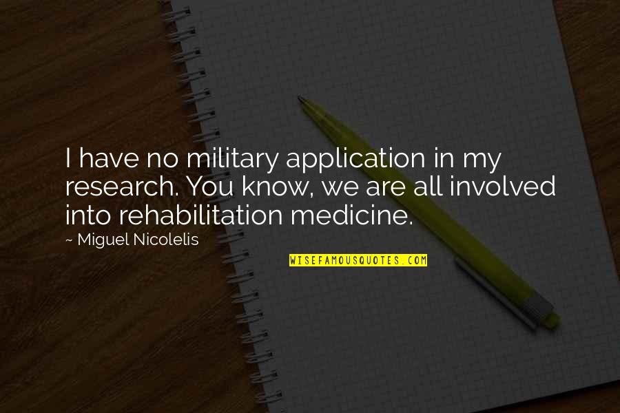 Best Rehabilitation Quotes By Miguel Nicolelis: I have no military application in my research.