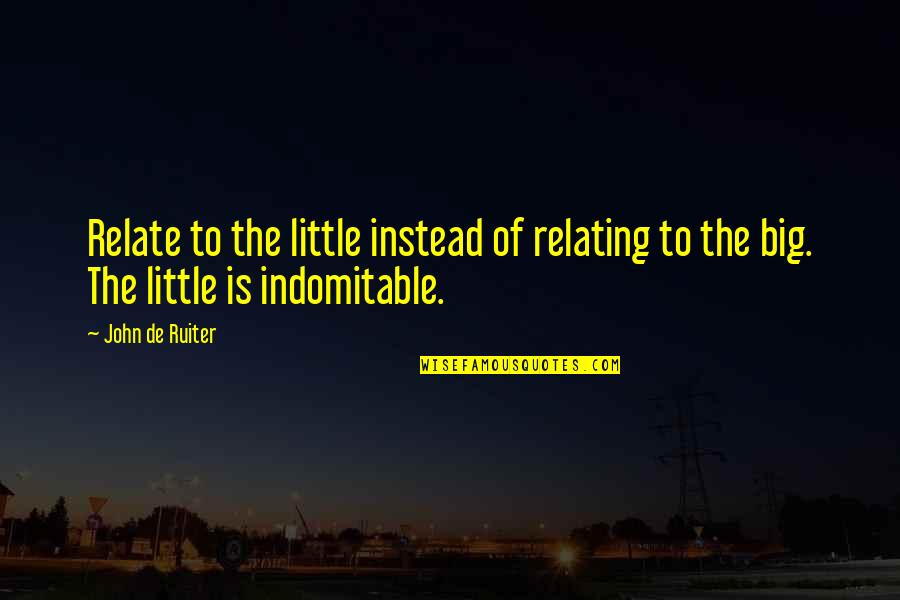 Best Relate Quotes By John De Ruiter: Relate to the little instead of relating to