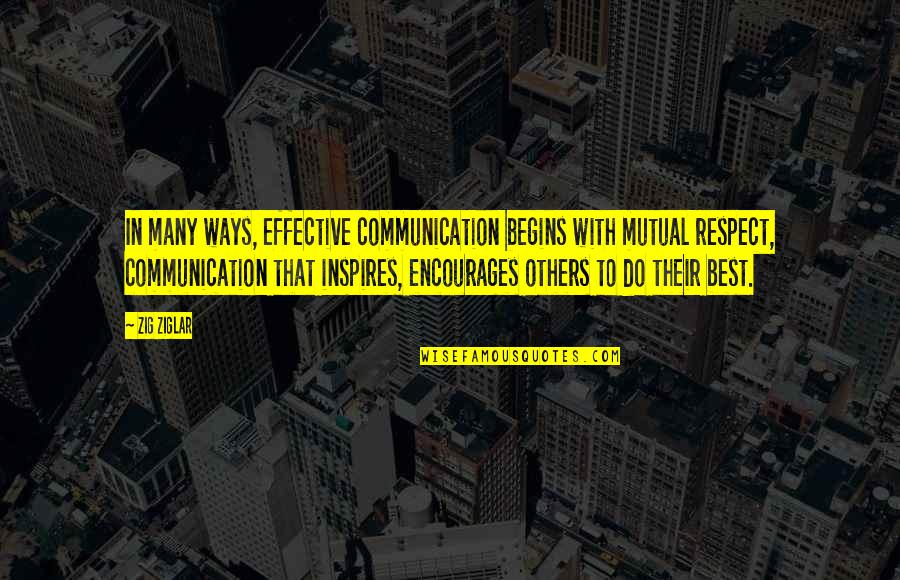 Best Respect Quotes By Zig Ziglar: In many ways, effective communication begins with mutual