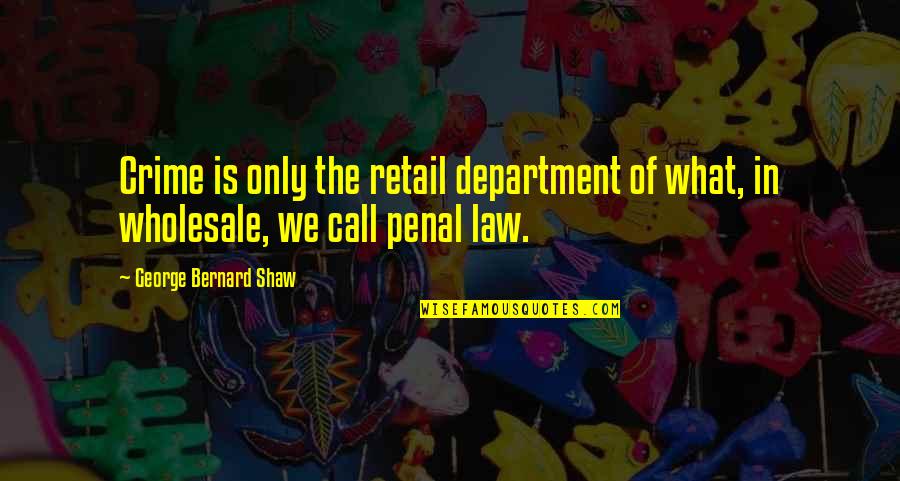 Best Retail Quotes By George Bernard Shaw: Crime is only the retail department of what,