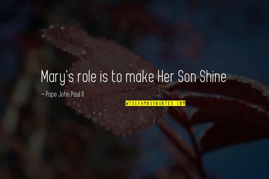 Best Rocky Inspirational Quotes By Pope John Paul II: Mary's role is to make Her Son Shine