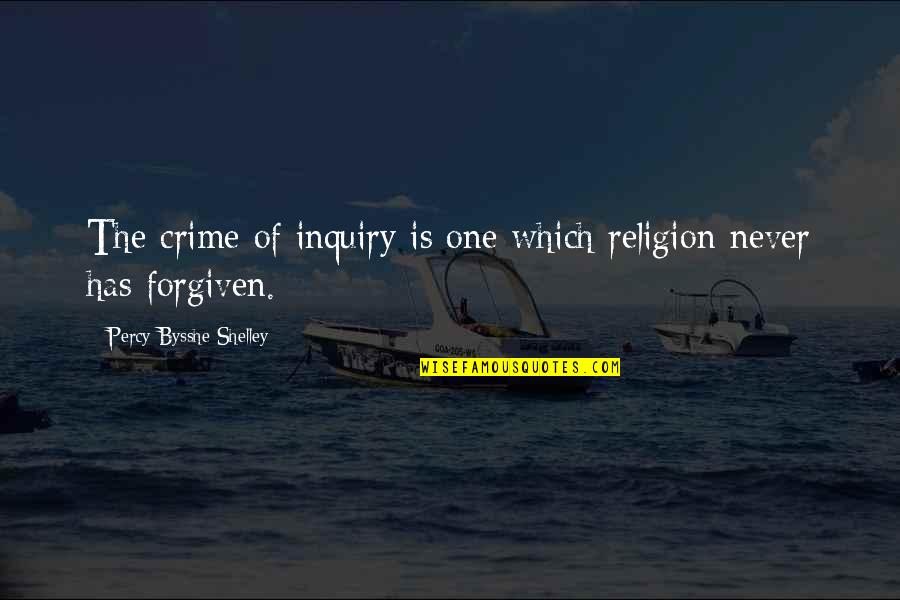 Best Ron Swanson America Quotes By Percy Bysshe Shelley: The crime of inquiry is one which religion