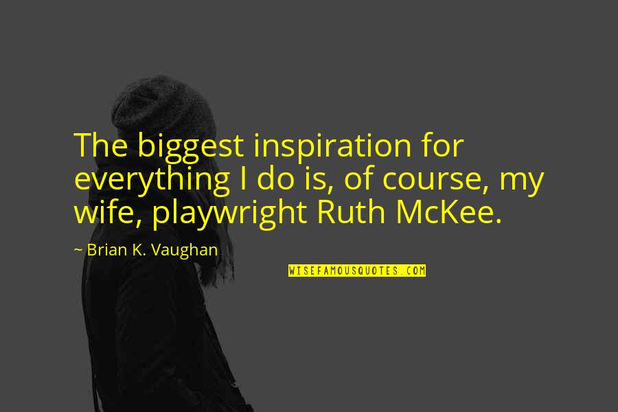 Best Ruth Quotes By Brian K. Vaughan: The biggest inspiration for everything I do is, Best Ruth Quotes By Brian K. Vaughan: The biggest inspiration for everything I do is,