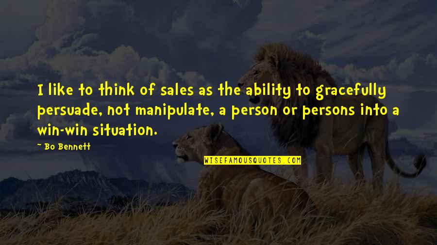 Best Sales Person Quotes By Bo Bennett: I like to think of sales as the
