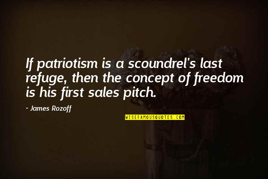 Best Sales Pitch Quotes By James Rozoff: If patriotism is a scoundrel's last refuge, then