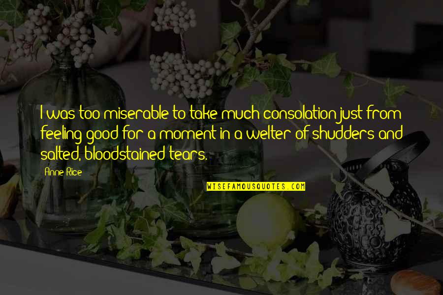 Best Salted Quotes By Anne Rice: I was too miserable to take much consolation Best Salted Quotes By Anne Rice: I was too miserable to take much consolation