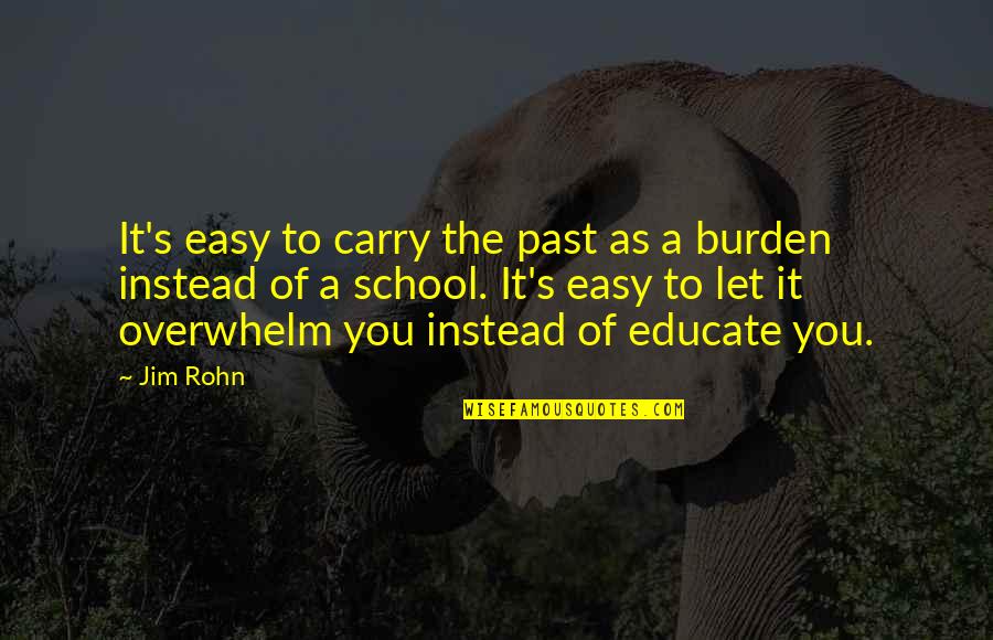 Best School Motivational Quotes By Jim Rohn: It's easy to carry the past as a