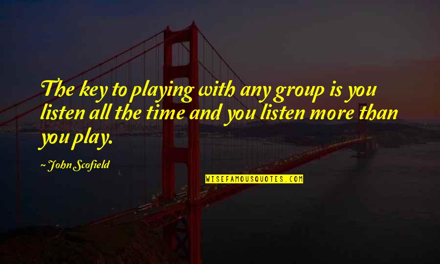 Best Scofield Quotes By John Scofield: The key to playing with any group is