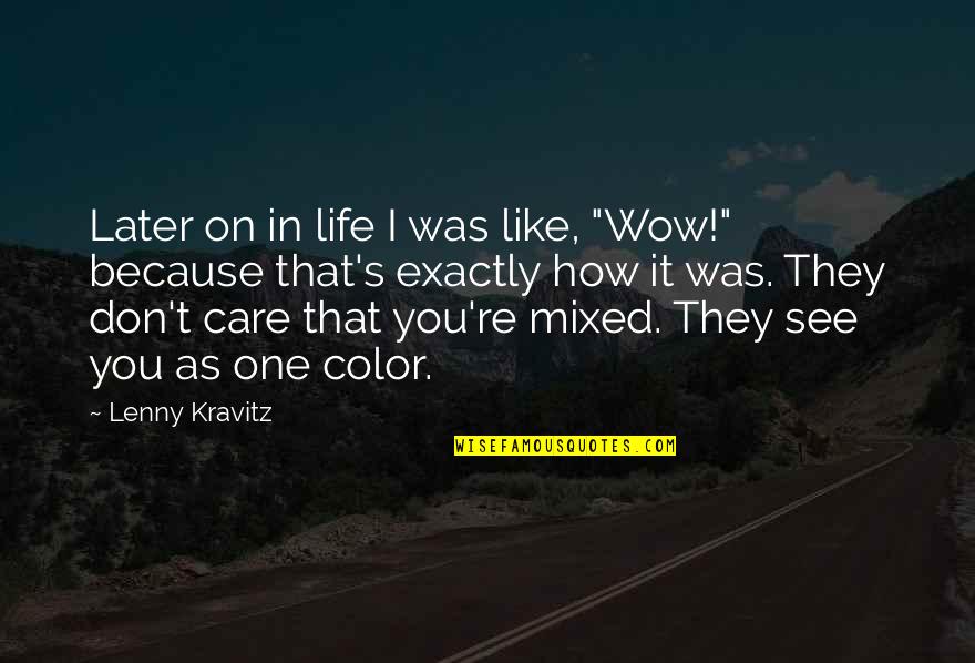 Best See You Later Quotes By Lenny Kravitz: Later on in life I was like, "Wow!"