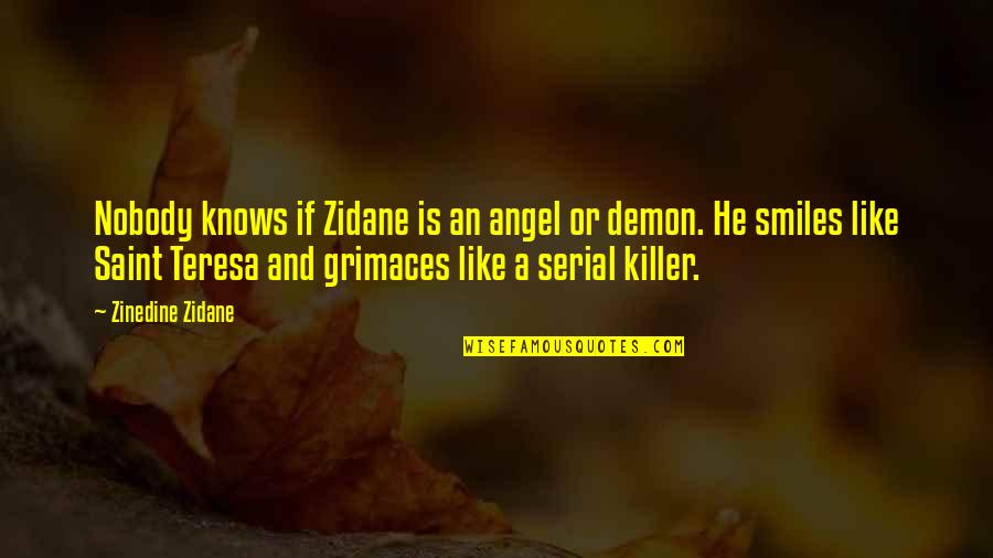 Best Serial Killer Quotes By Zinedine Zidane: Nobody knows if Zidane is an angel or