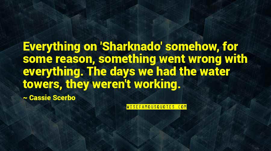 Best Sharknado Quotes By Cassie Scerbo: Everything on 'Sharknado' somehow, for some reason, something