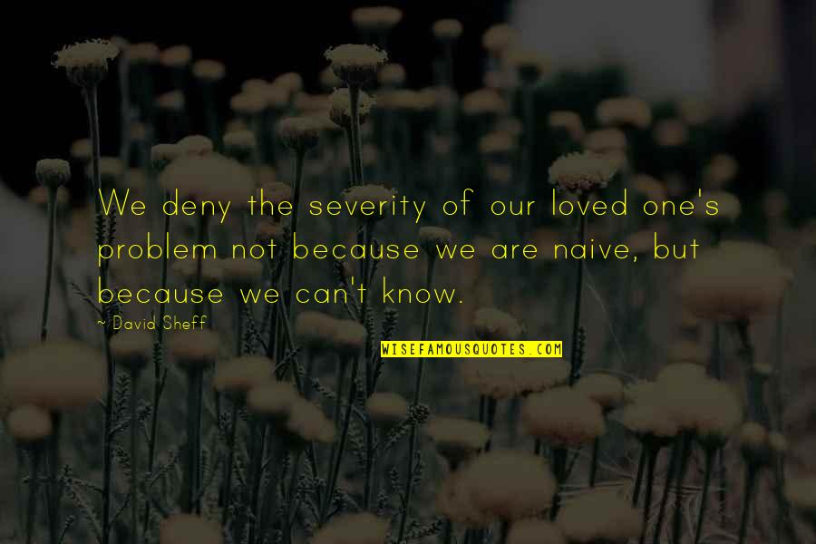 Best Sheff G Quotes By David Sheff: We deny the severity of our loved one's Best Sheff G Quotes By David Sheff: We deny the severity of our loved one's