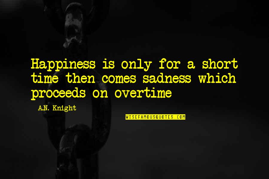 Best Short Happiness Quotes By A.N. Knight: Happiness is only for a short time then