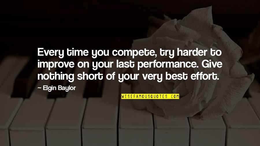 Best Short Quotes By Elgin Baylor: Every time you compete, try harder to improve