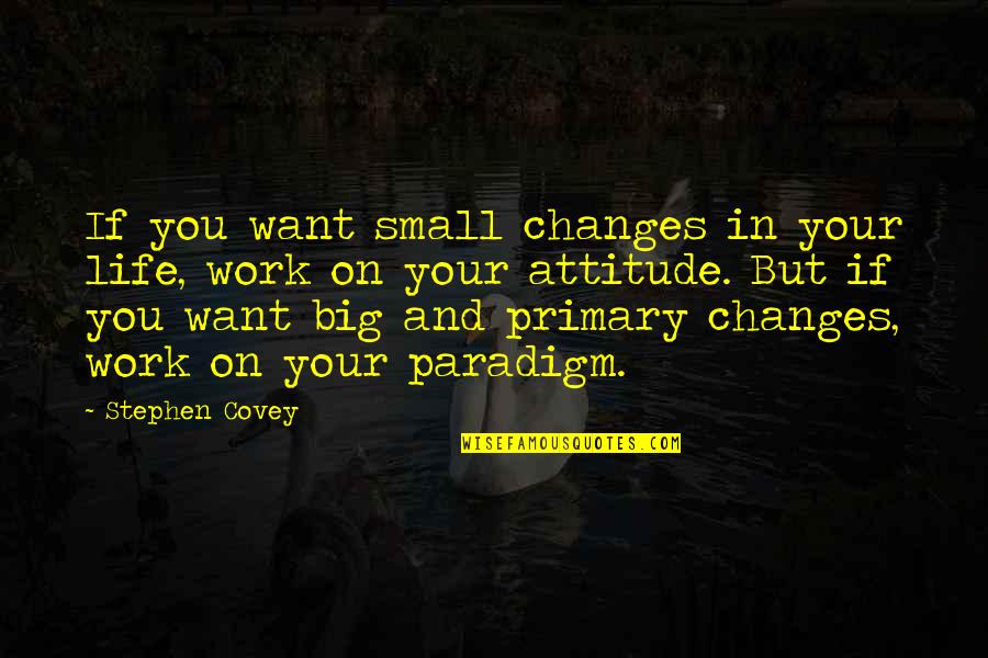 Best Small Attitude Quotes By Stephen Covey: If you want small changes in your life,