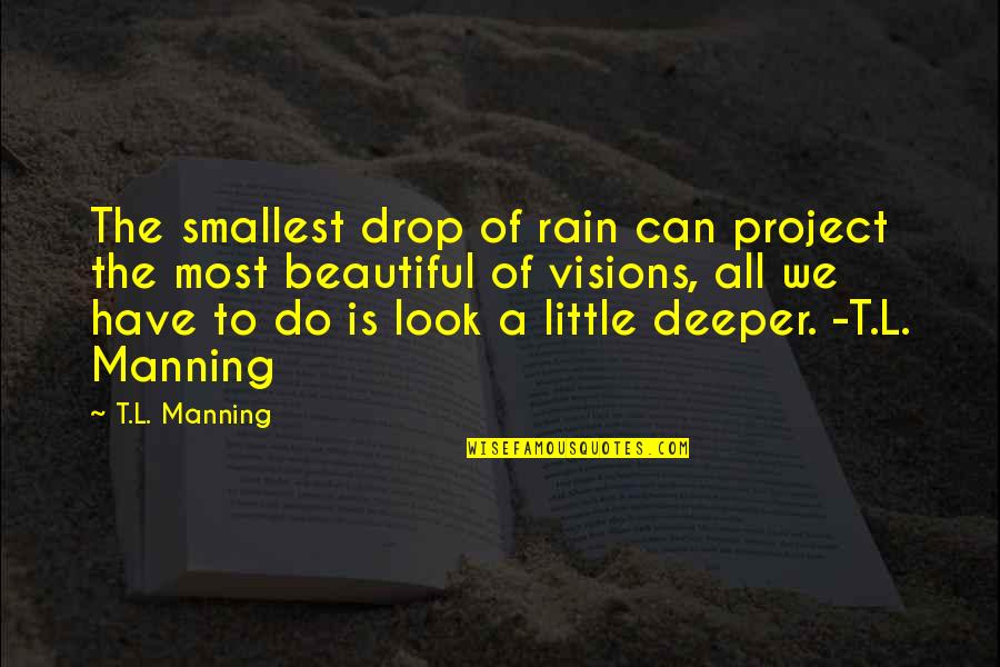 Best Smallest Quotes By T.L. Manning: The smallest drop of rain can project the