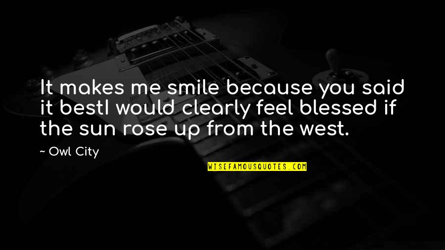 Best Smile Quotes By Owl City: It makes me smile because you said it