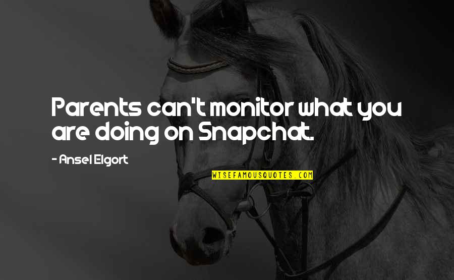 Best Snapchat Quotes By Ansel Elgort: Parents can't monitor what you are doing on
