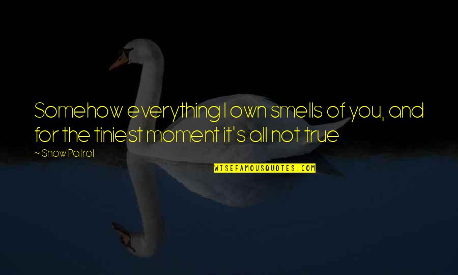 Best Snow Patrol Quotes By Snow Patrol: Somehow everything I own smells of you, and Best Snow Patrol Quotes By Snow Patrol: Somehow everything I own smells of you, and