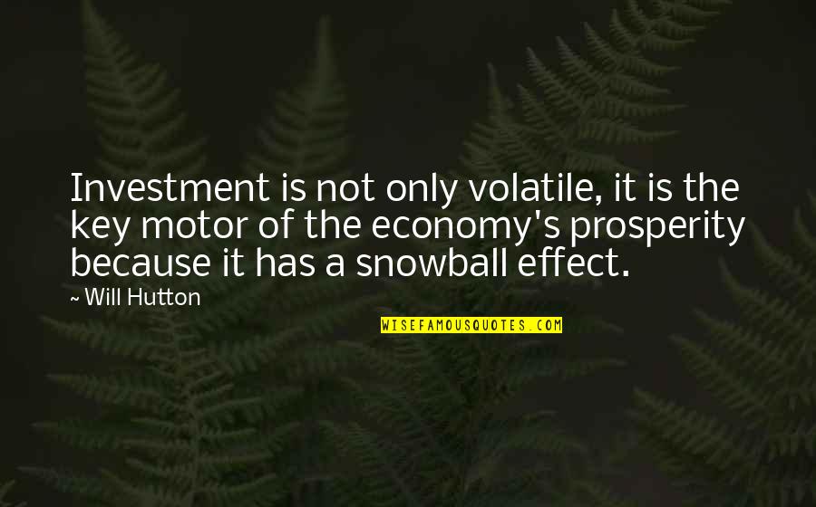 Best Snowball Quotes By Will Hutton: Investment is not only volatile, it is the